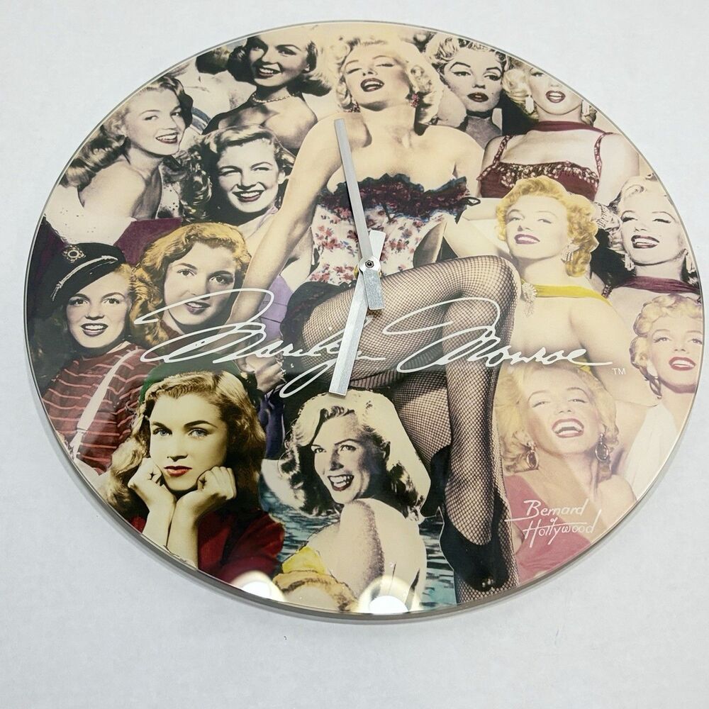 Bernard Of Hollywood Marilyn Monroe Glass Photo Clock 2013 Works - Picture 2 of 13